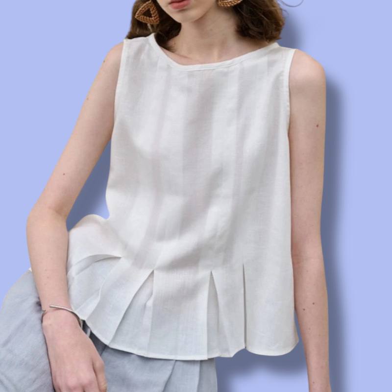 Women’s Pleated Linen Tank Top