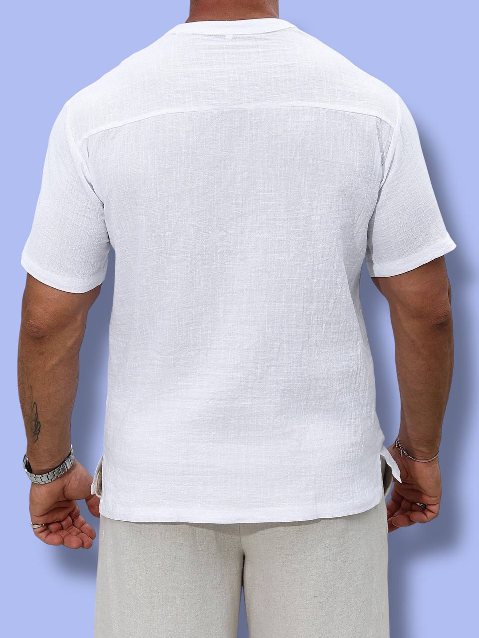 Men’s Short Sleeve Linen Henley T-Shirt