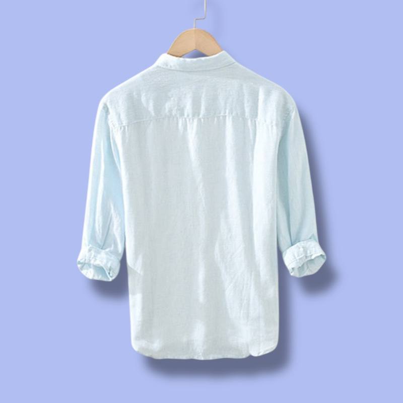 Three-Quarter Sleeve Square Neck Linen Shirt