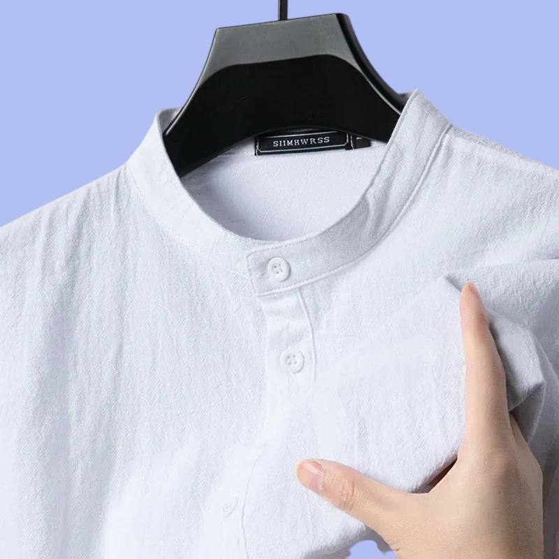 Men’s Cotton Linen Lightweight Henley Shirt