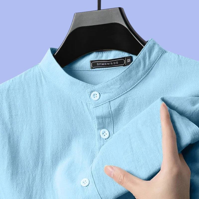 Men’s Cotton Linen Lightweight Henley Shirt