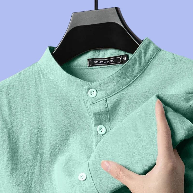 Men’s Cotton Linen Lightweight Henley Shirt