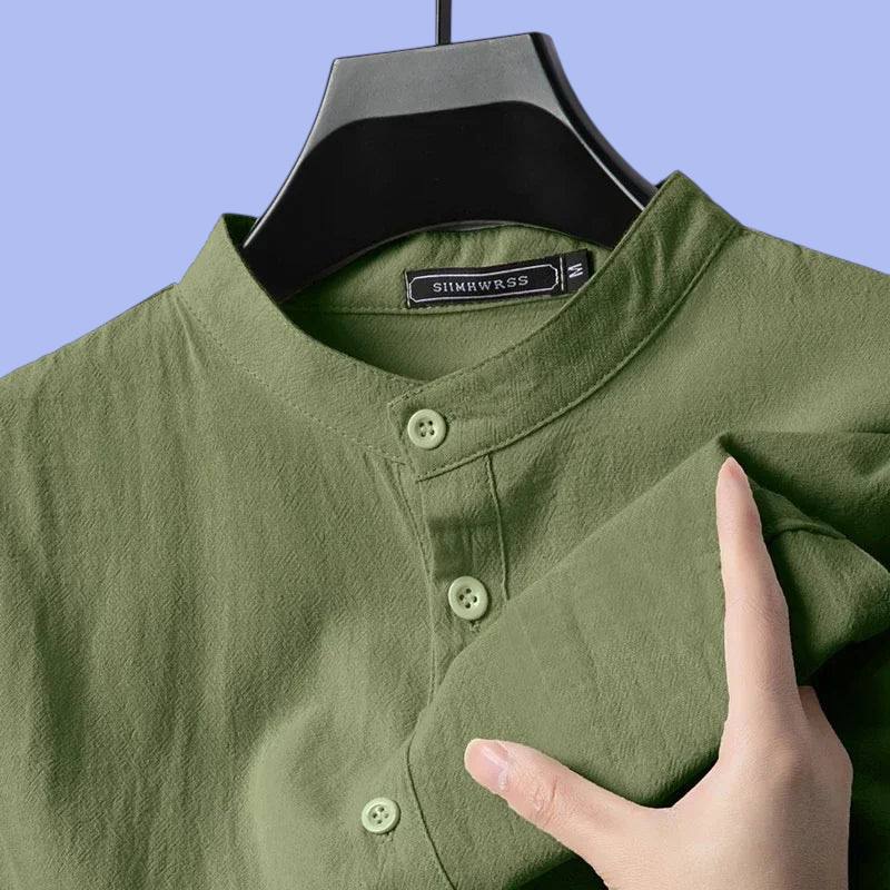 Men’s Cotton Linen Lightweight Henley Shirt