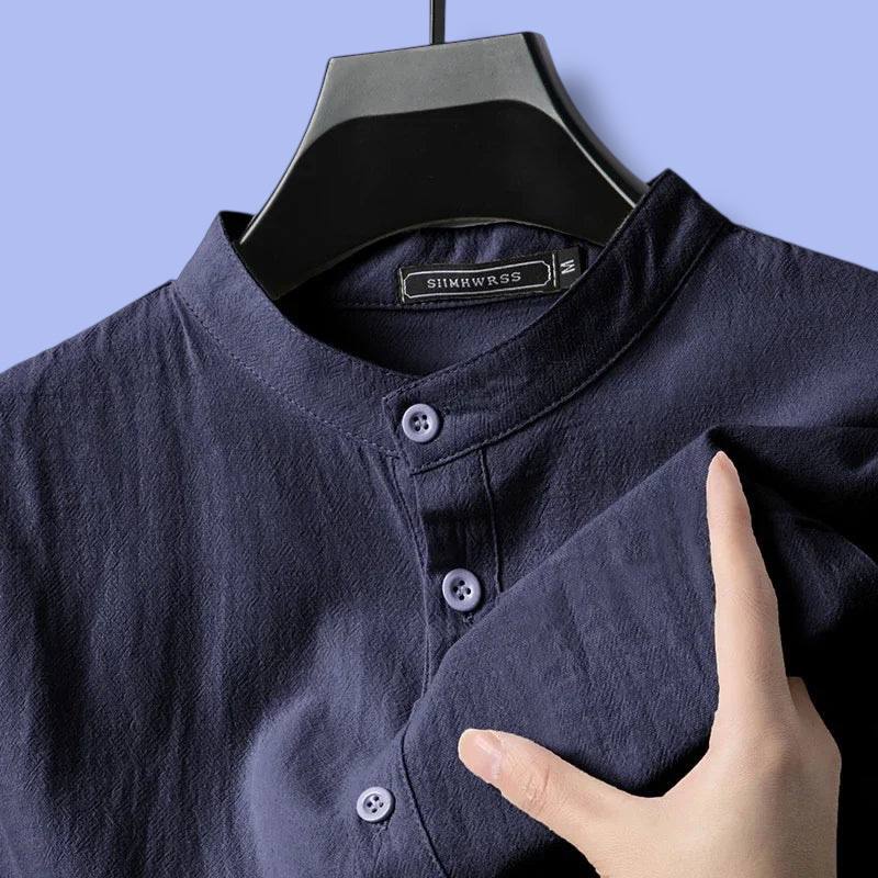 Men’s Cotton Linen Lightweight Henley Shirt