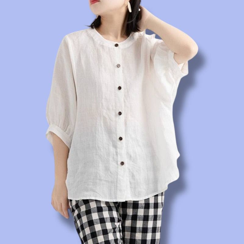Long Sleeve Button-Up Linen Shirt