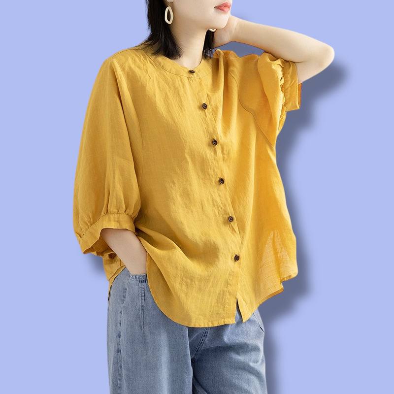 Long Sleeve Button-Up Linen Shirt