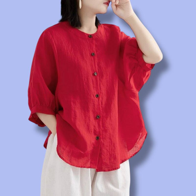 Long Sleeve Button-Up Linen Shirt