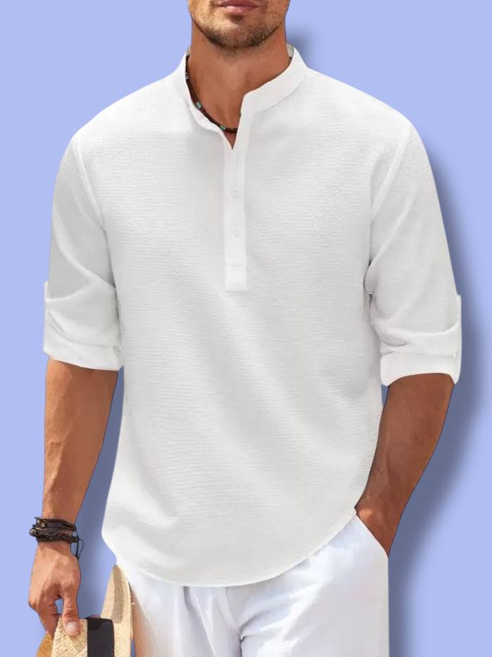 Men’s Cotton Linen Long Sleeve Shirt