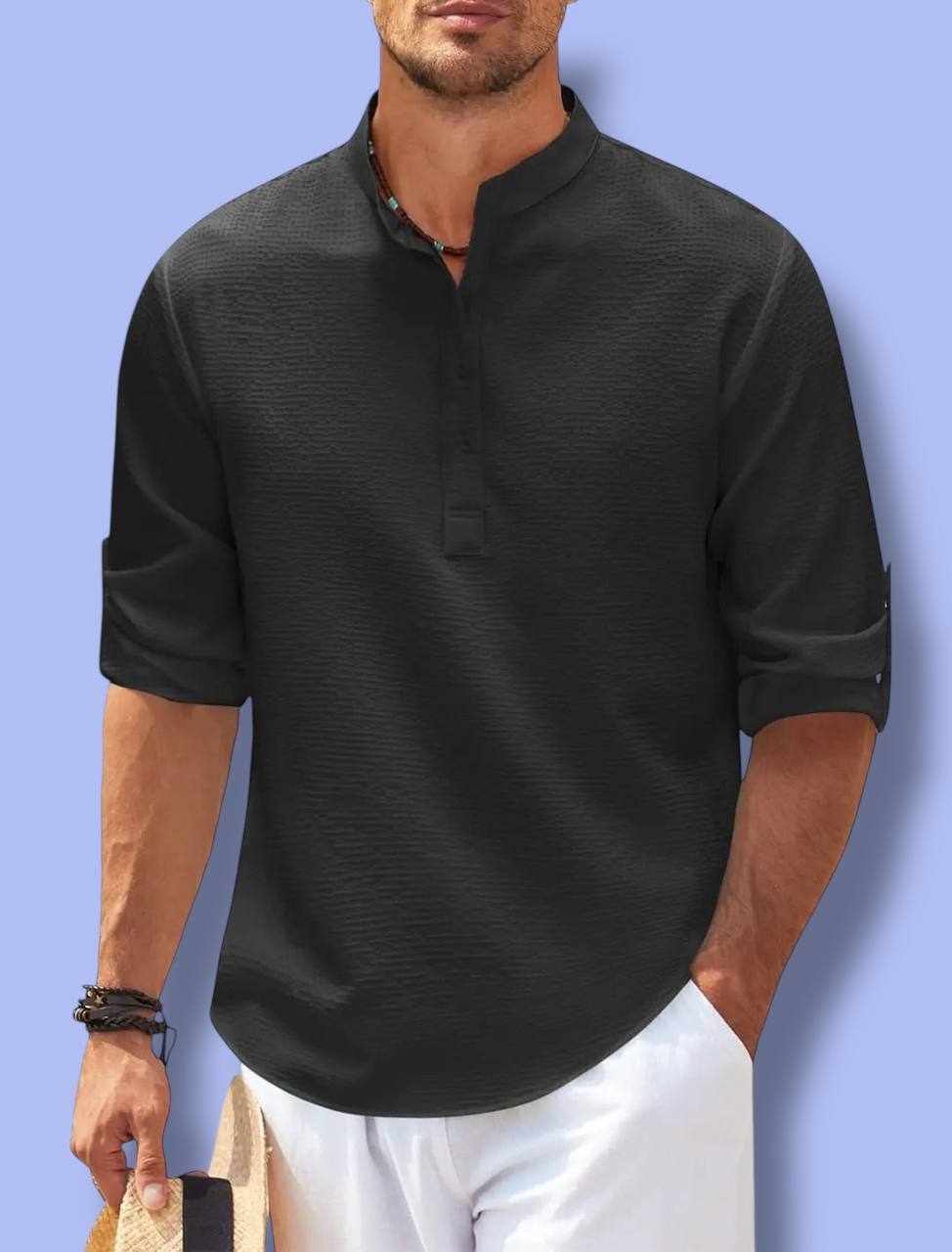 Men’s Cotton Linen Long Sleeve Shirt