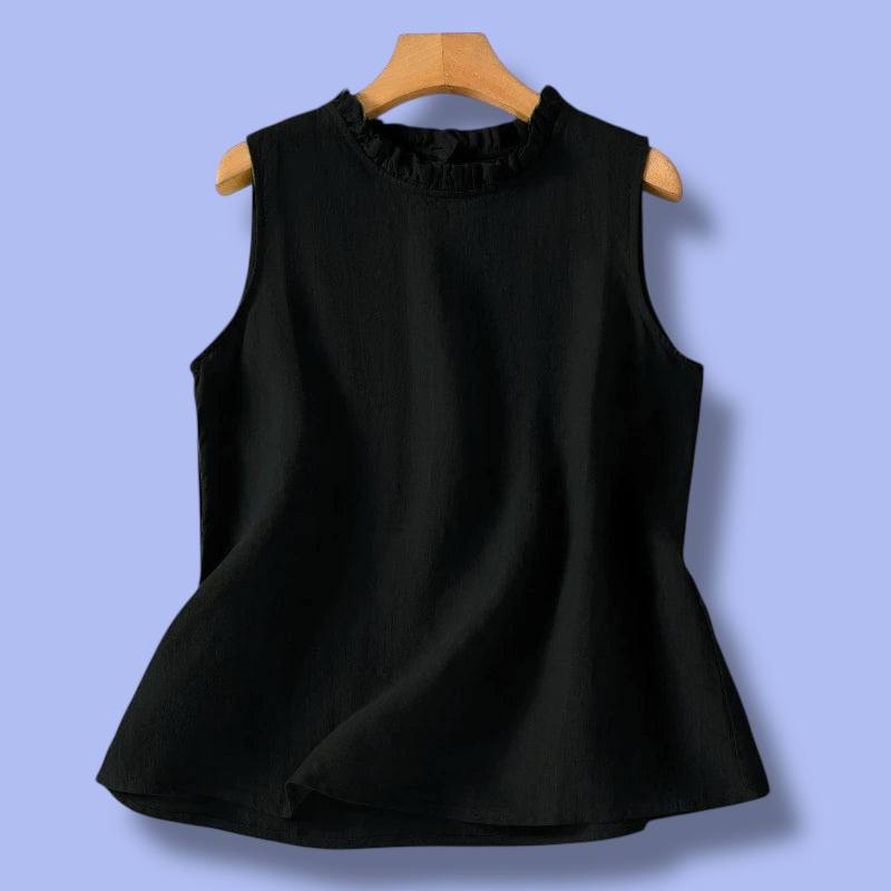 Retro Linen-Blend Sleeveless Vest