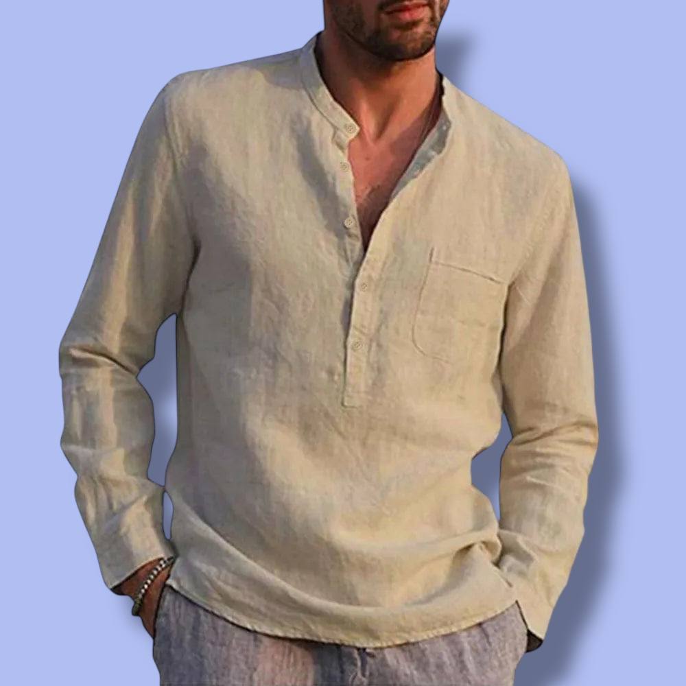 Men’s Cotton-Linen Long Sleeve Shirt