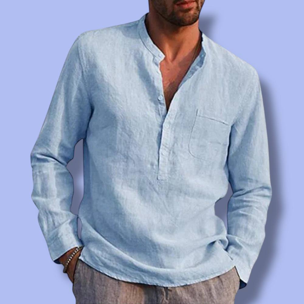 Men’s Cotton-Linen Long Sleeve Shirt