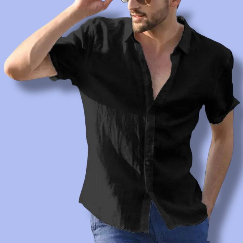 Men’s Summer Cotton Linen Short Sleeve Shirt