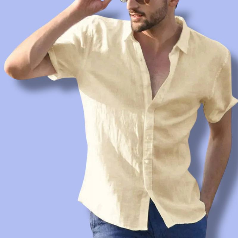 Men’s Summer Cotton Linen Short Sleeve Shirt