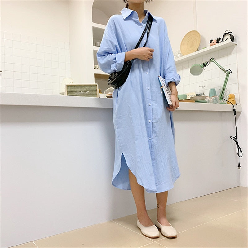 Women's Long Sleeve V-Neck Linen Cottons Shirt