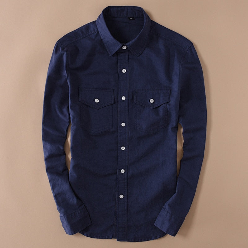 Men's Full Sleeve Turn-down Collar Linen Cotton Shirt