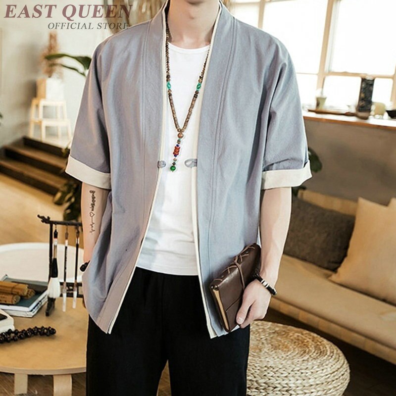 Men's Short Sleeve Streetwear Black COTTON Linen Shirts