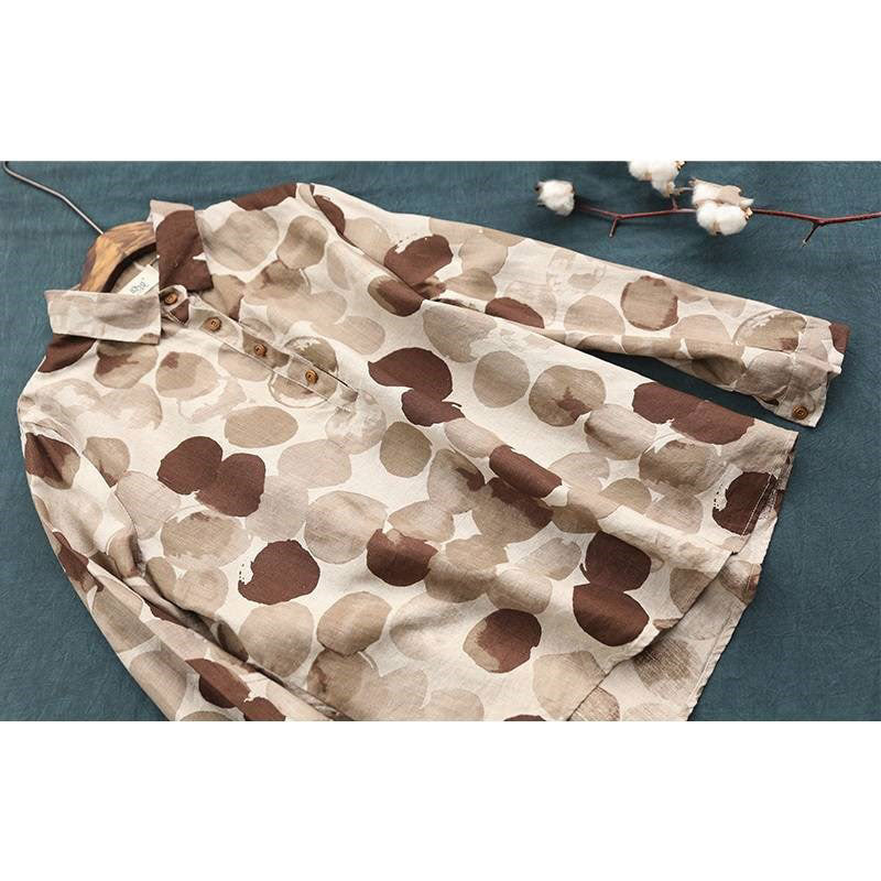 Women's Long Sleeve Cotton Linen Button Shirt