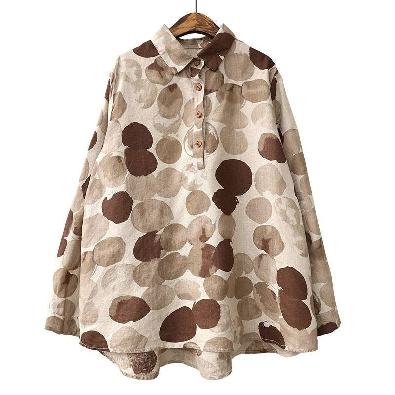 Women's Long Sleeve Cotton Linen Button Shirt