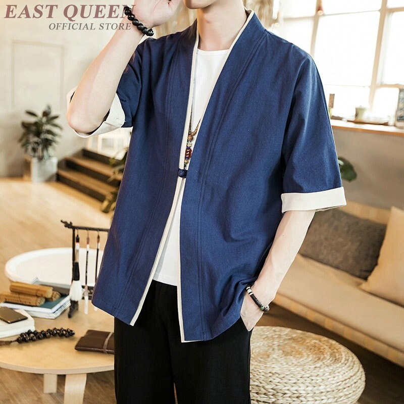 Men's Short Sleeve Streetwear Black COTTON Linen Shirts