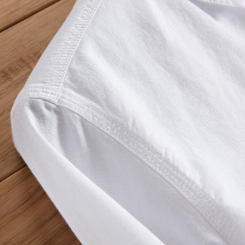 Men Long Sleeve Slim Fit Cotton Linen Blouses