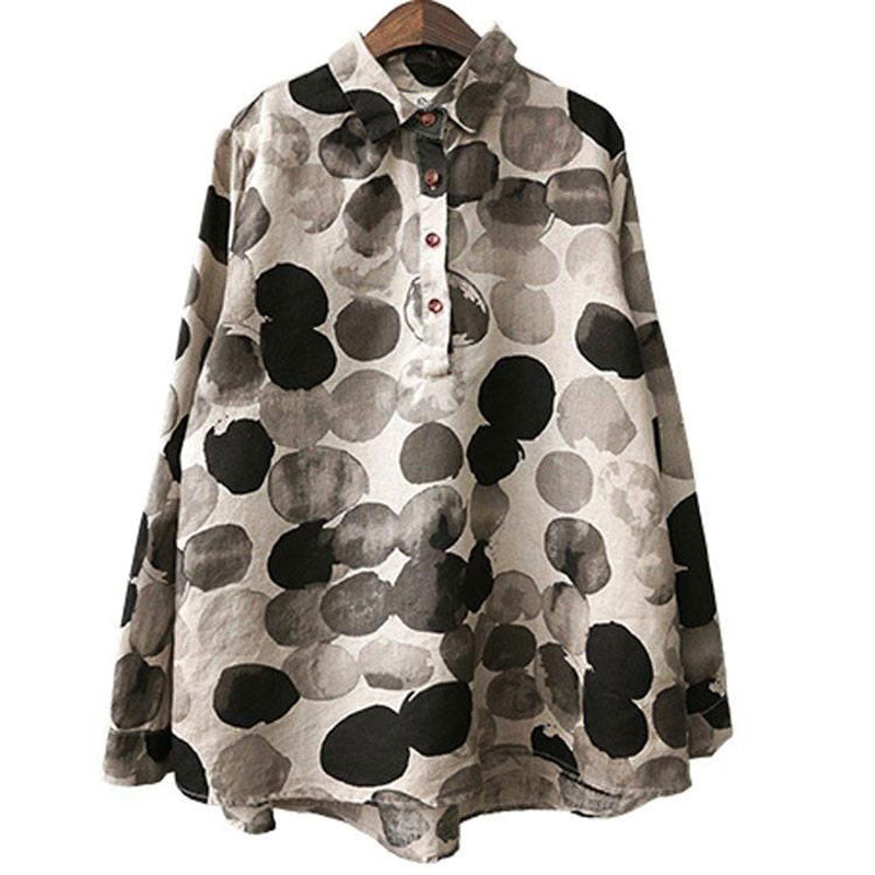 Women's Long Sleeve Cotton Linen Button Shirt