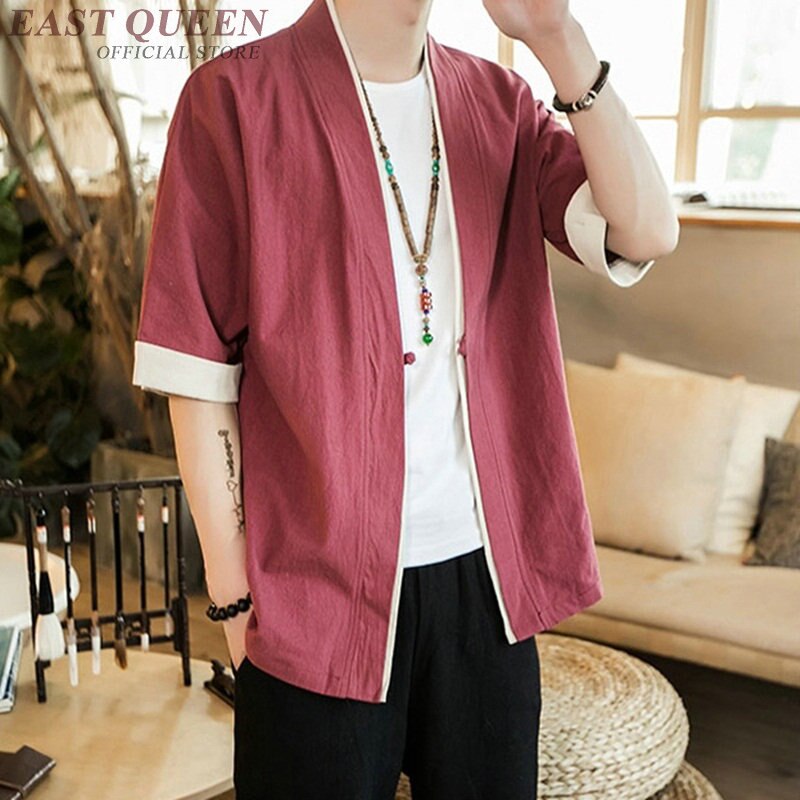 Men's Short Sleeve Streetwear Black COTTON Linen Shirts