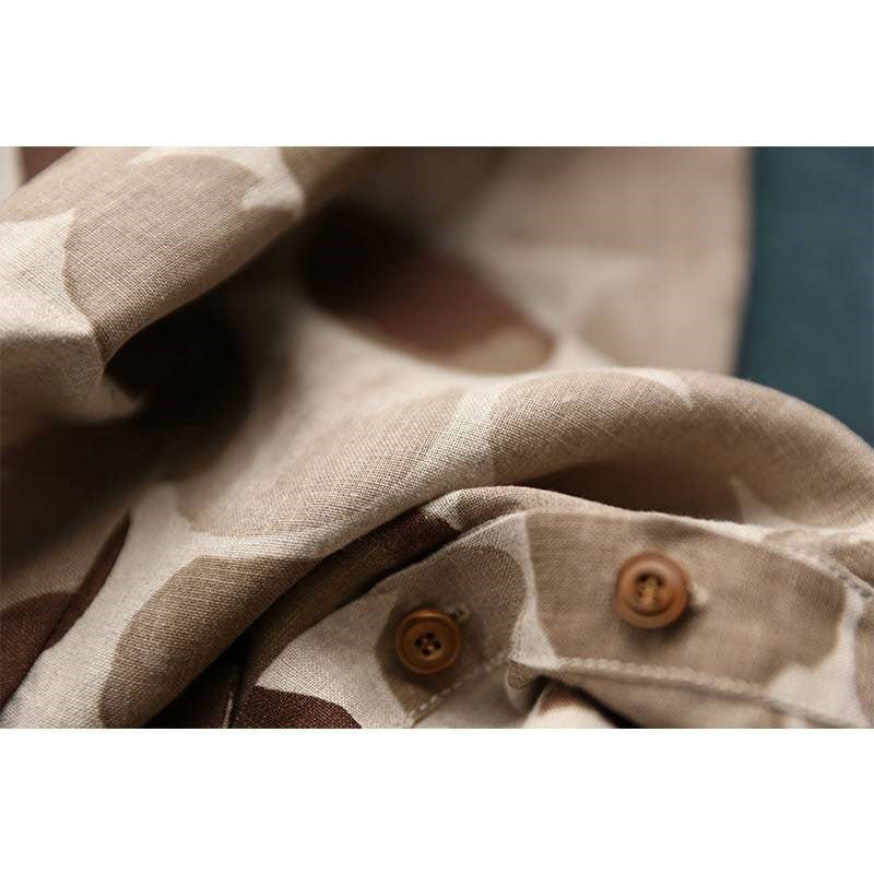 Women's Long Sleeve Cotton Linen Button Shirt