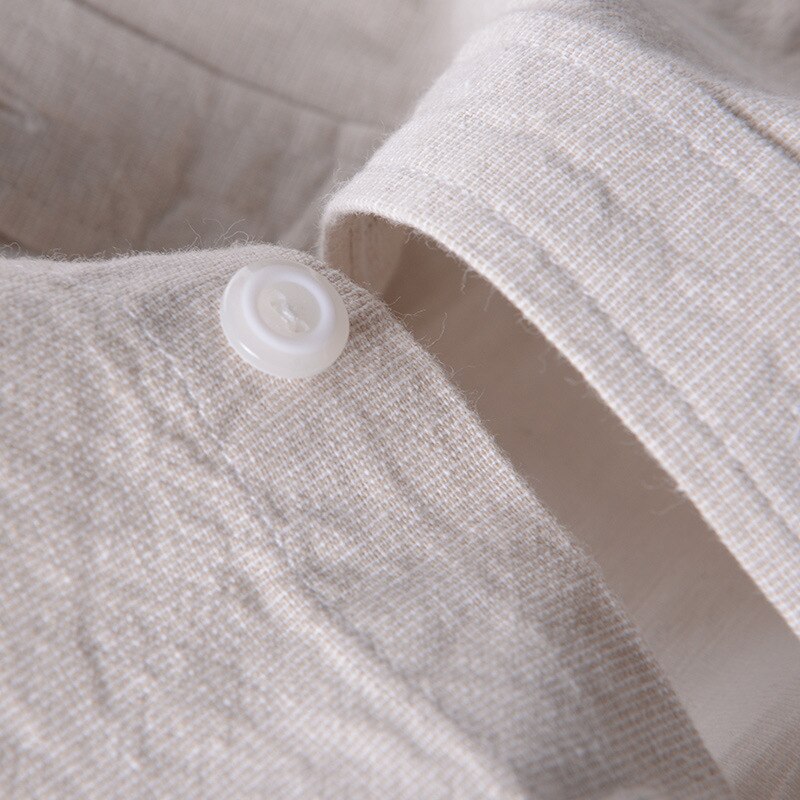 Men's Long Sleeve Cotton Solid Slim Fit Linen Shirts