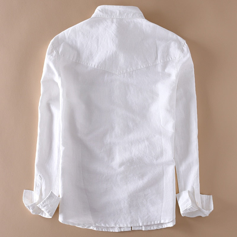 Men's Full Sleeve Turn-down Collar Linen Cotton Shirt