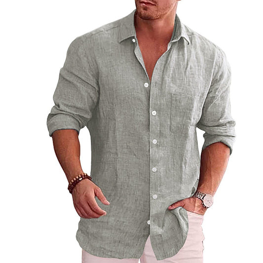 Men's Casual Cotton Blend Long Sleeve Shirt