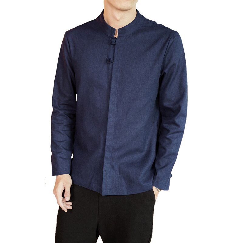 Men's Long Sleeve Casual Cotton Linen Shirt