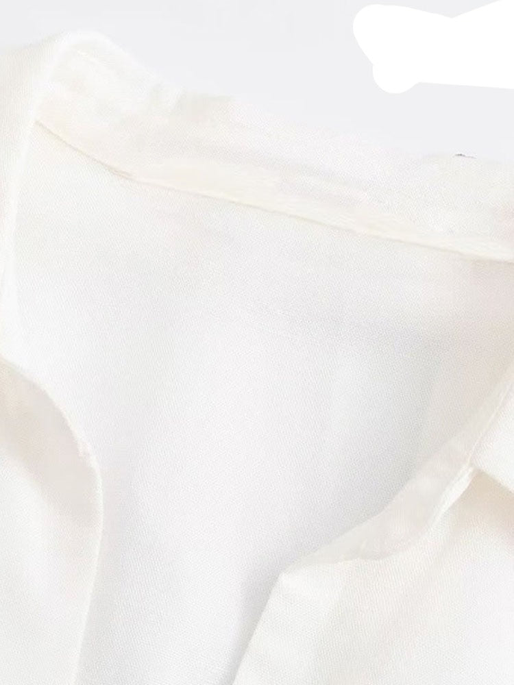 Women Long Sleeve Linen Crop Blouses