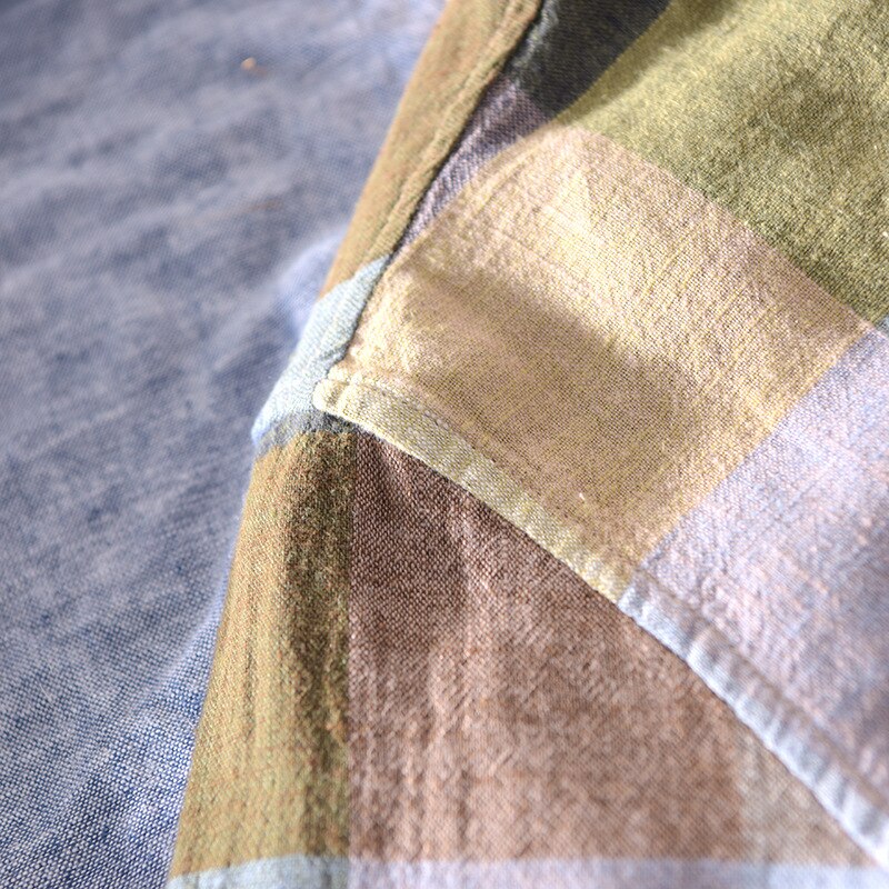 Men's Long Sleeve Turn-down Collar Cotton Linen Shirt