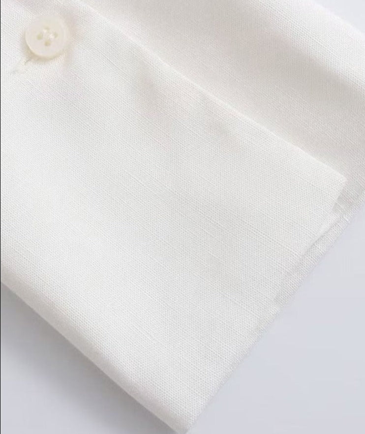 Women Long Sleeve Linen Crop Blouses