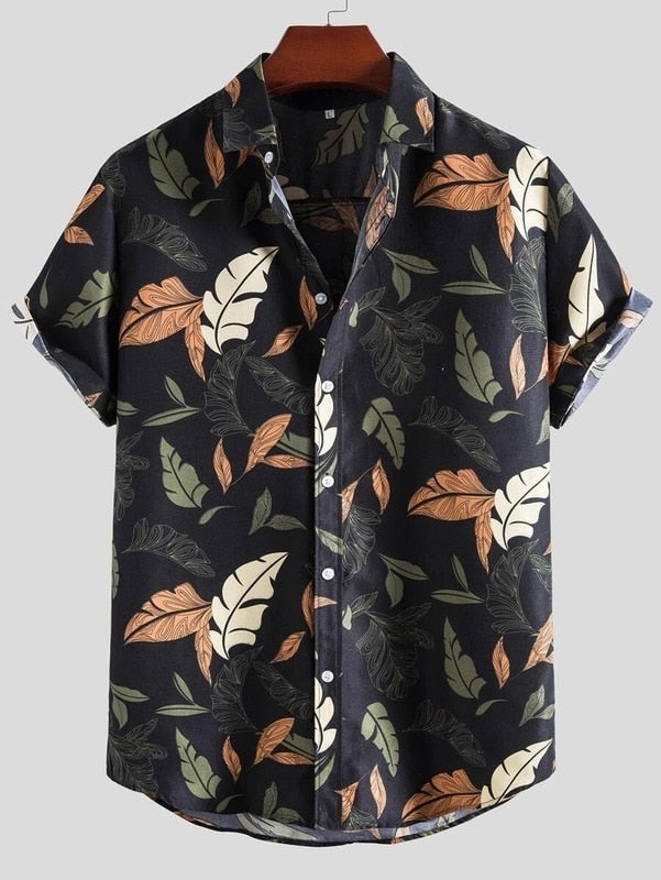 Men's Short Sleeve Cotton and Linen Shirt Top
