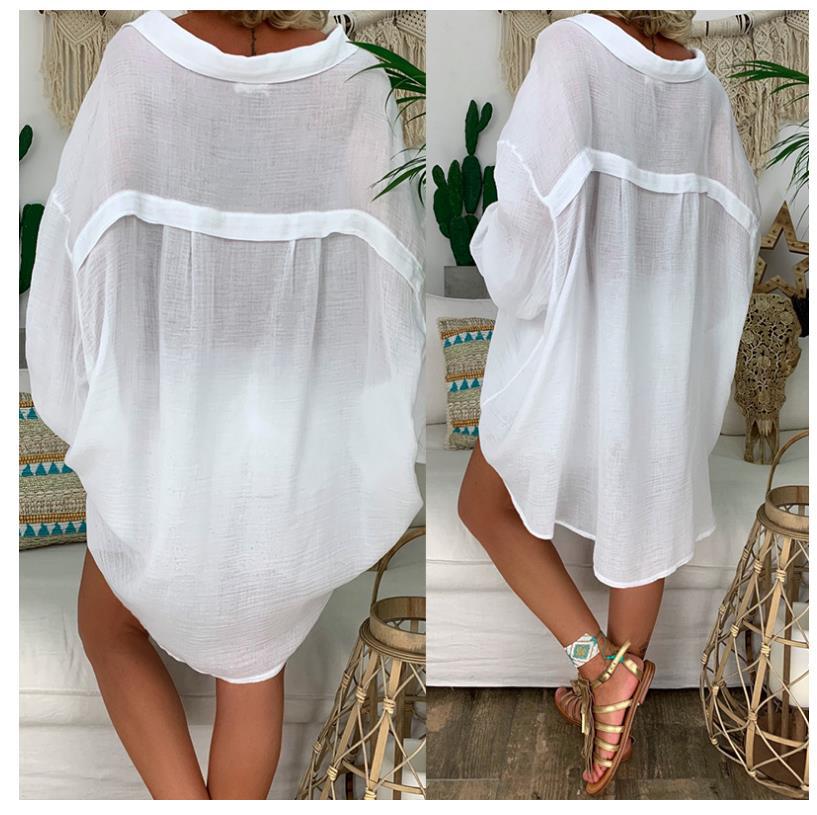 Women Long Sleeve Button Up Shirt Cotton Linen Blouse