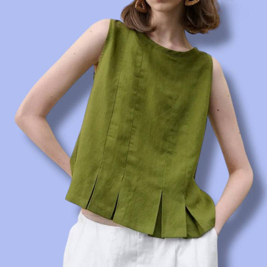 Women’s Pleated Linen Tank Top