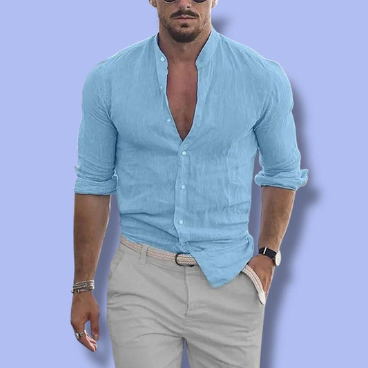 Men’s Cotton Linen Long Sleeve Shirt