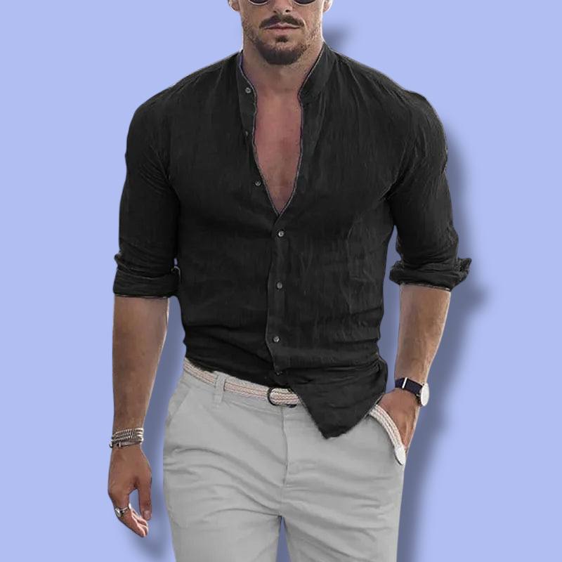 Men’s Cotton Linen Long Sleeve Shirt