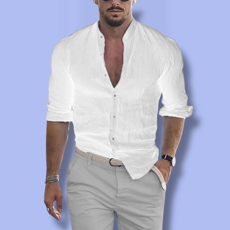 Men’s Cotton Linen Long Sleeve Shirt