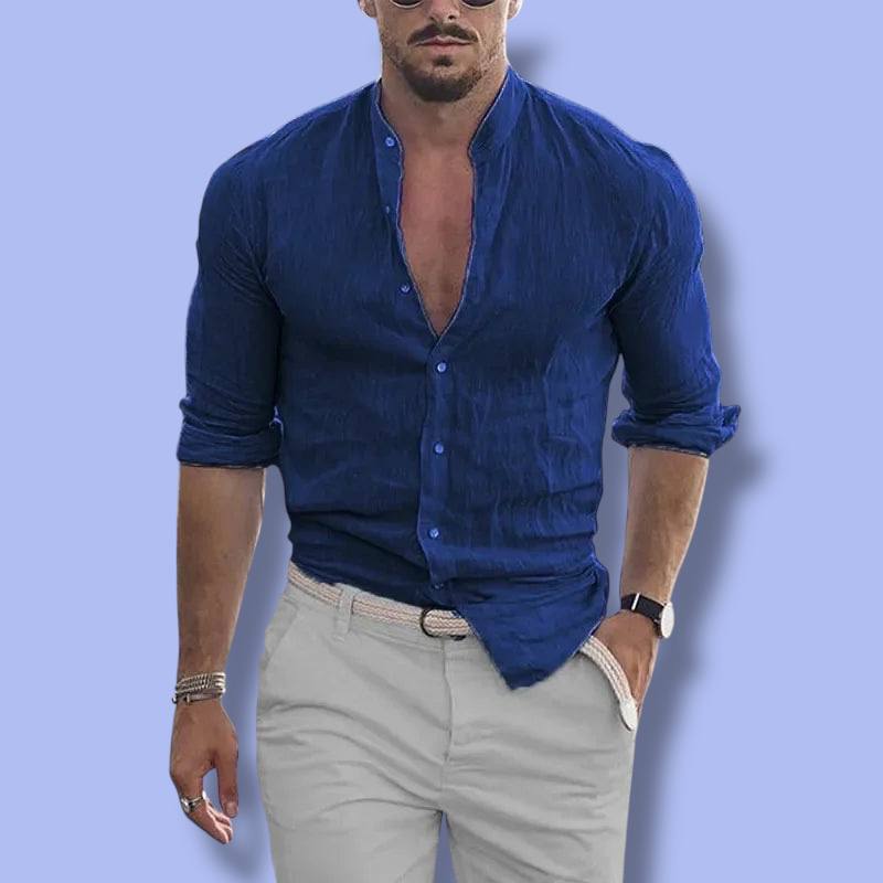 Men’s Cotton Linen Long Sleeve Shirt