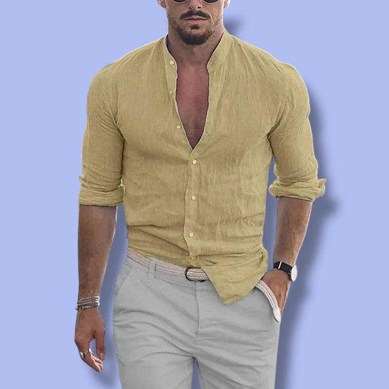 Men’s Cotton Linen Long Sleeve Shirt