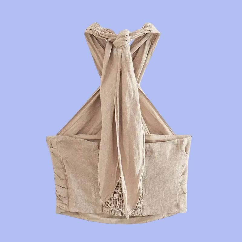 Linen Halter Crop Top