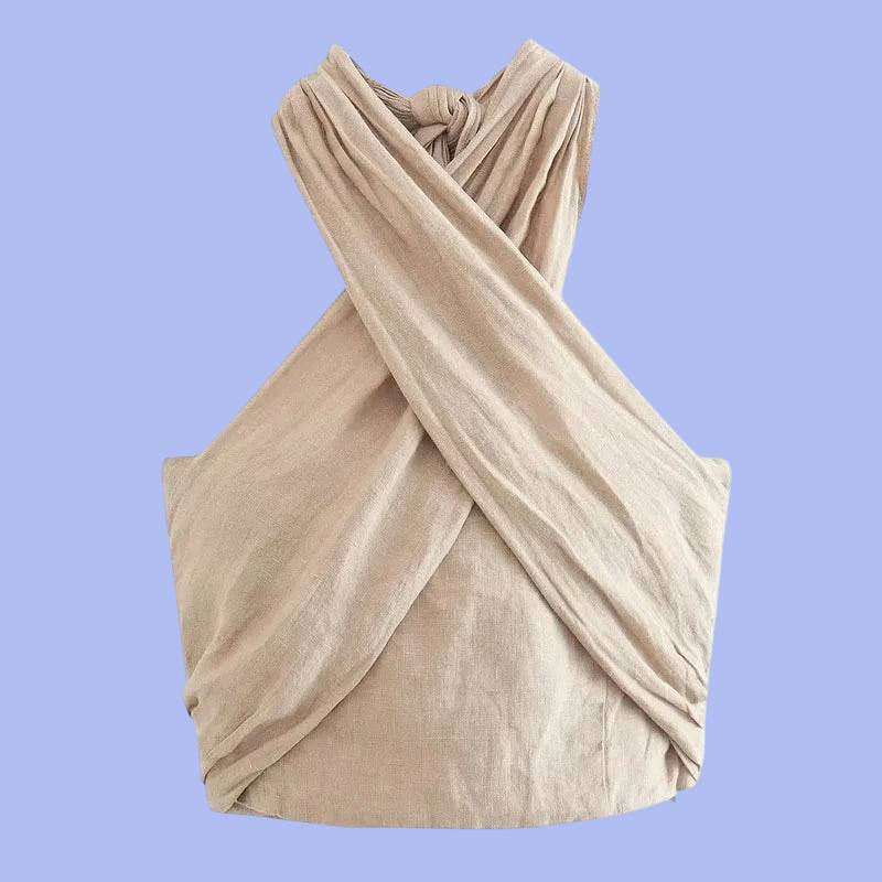 Linen Halter Crop Top