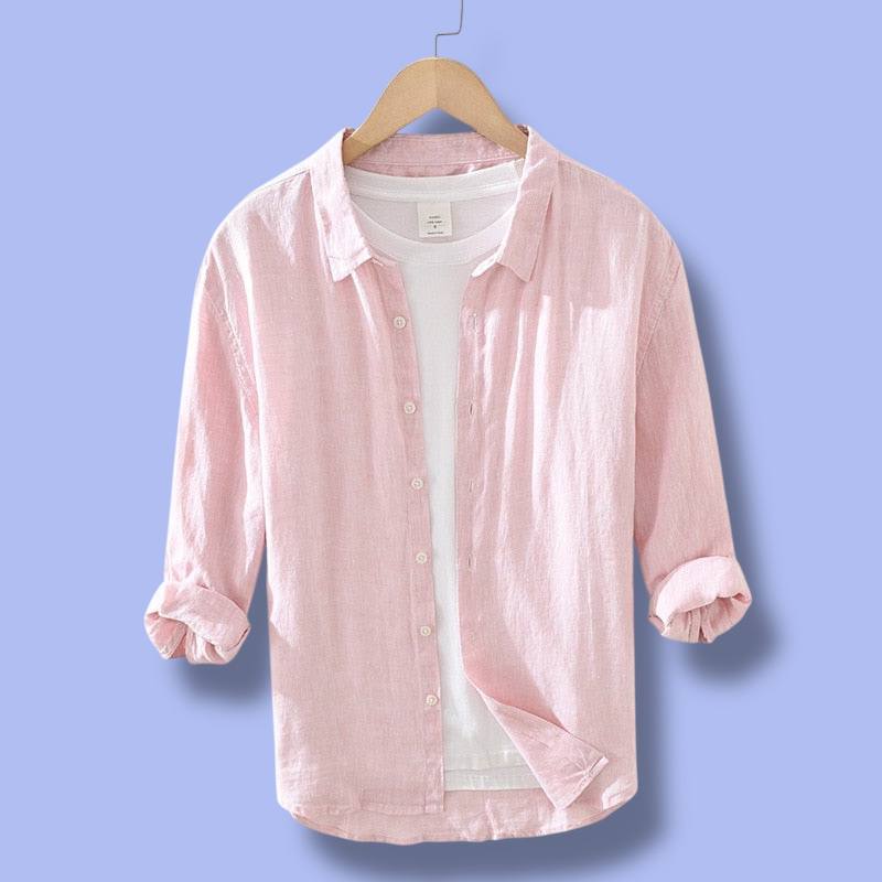 Three-Quarter Sleeve Square Neck Linen Shirt
