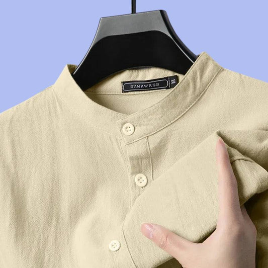 Men’s Cotton Linen Lightweight Henley Shirt