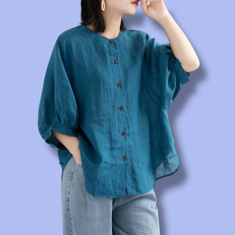 Long Sleeve Button-Up Linen Shirt