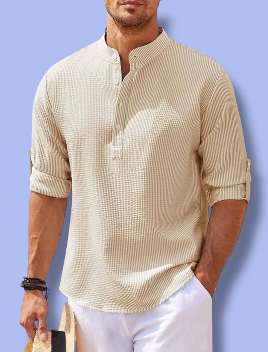 Men’s Cotton Linen Long Sleeve Shirt
