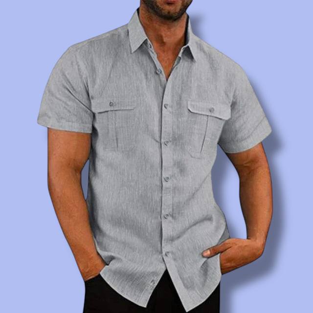 Men’s Cotton Linen Short-Sleeve Shirt